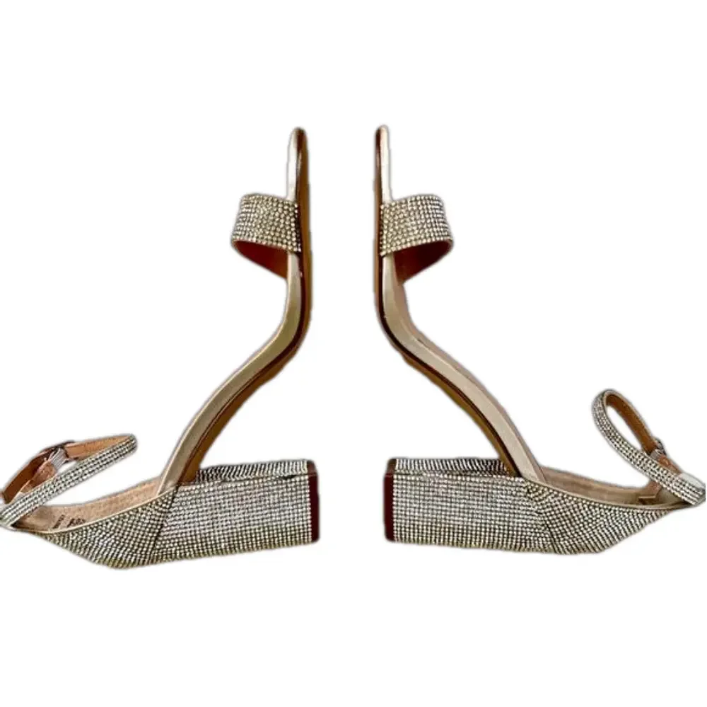 Steve Madden Spark Silver Size 9 Sandals Rhinestone Strappy Heels Ankle Strap